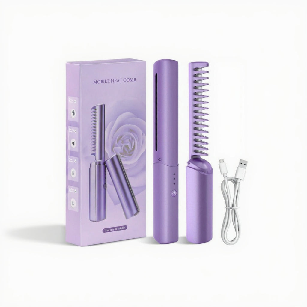 Portable Electric Hair Straightener Comb Brush