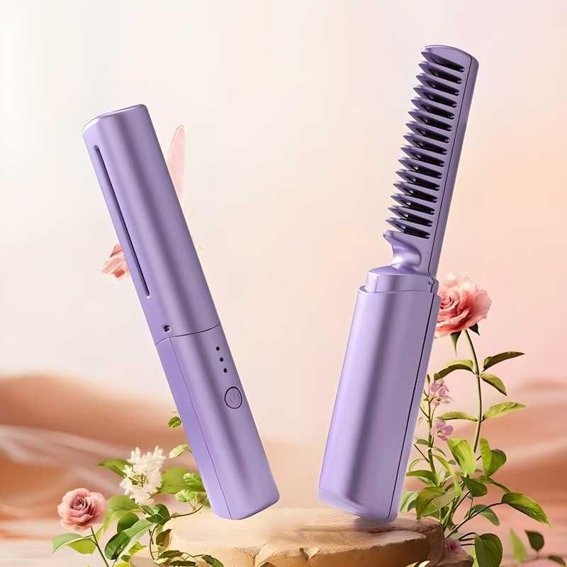 Portable Electric Hair Straightener Comb Brush